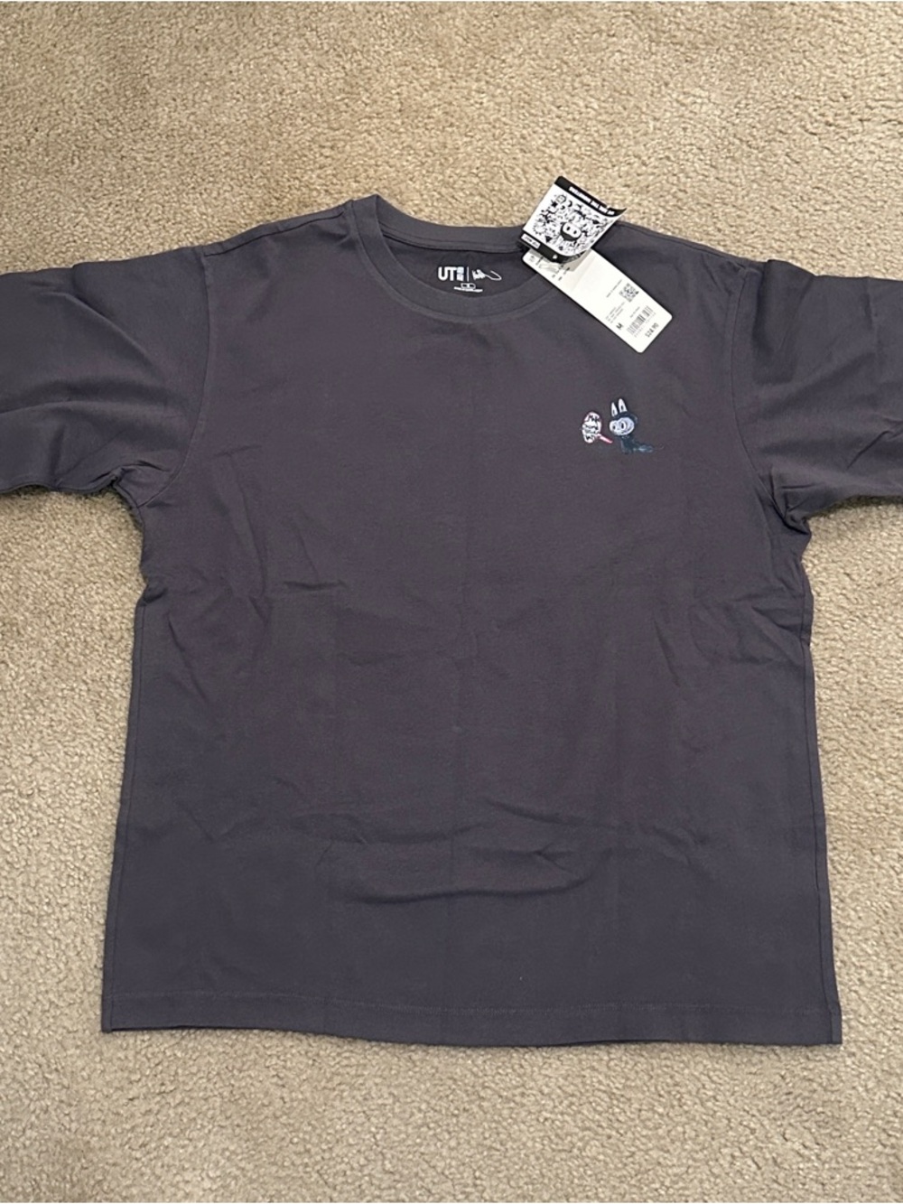 Labubu Graphic Tee - Dark Gray Short Sleeve Shirt